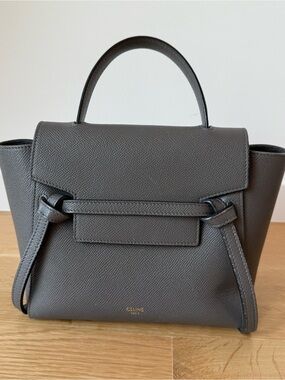 Celine Charcoal Gray Pebbled Leather Nano Belt Bag